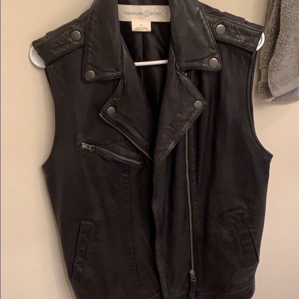 Leather oversized vest